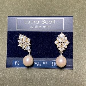 Laura Scott rhinestone & faux pearl Earrings - pierced